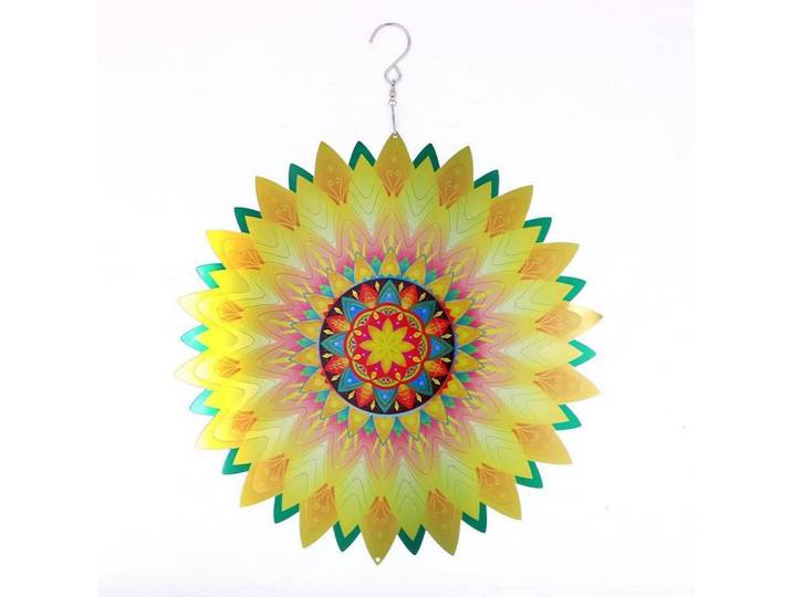 Windspiel Edelstahl Rotierend Blumendesign, Mehrfarbig, Metall, 30x30x30 cm, Dekoration, Gartendeko