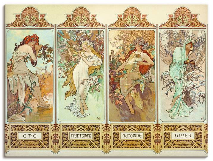 Leinwandbild ARTLAND Die vier Jahreszeiten, 1896 , braun (farbe bild(er): braun), B:60cm H:45cm, Bilder, Leinwandbild, auf Holzrahmen gespannt