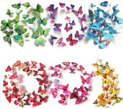Uplift Treasures 3D Butterfly Magnetic Wall Decor Set 12pcs Mixed