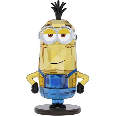Comicfigur SWAROVSKI "Dekofigur Kristallfigur Sammelfigur Minions Kevin", silber (gelb, blau, schwarz, braun, weiß, silberfarben, kristallweiß), Dekofiguren, B/H/T: 3cm x 4,07cm x 7,26cm, Leder, Metall, Swarovski Kristall, Swarovski Kristall, B:3cm...