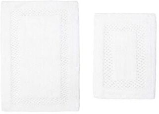 Classy Bathmat 2 Piece Bath Rug Collection by Home Weavers Inc in White