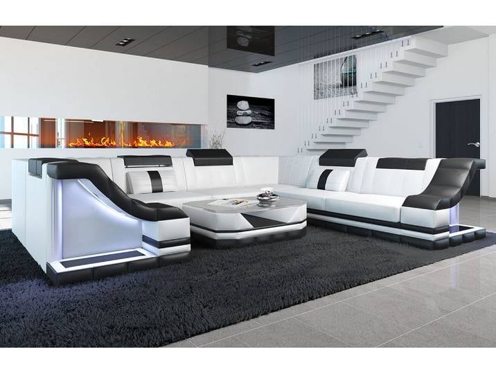 Mini Sofa Bianchi U-Form aus Leder