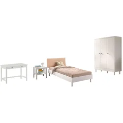 JUGENDZIMMER SET 90x200 Keeley Buche Weiß Holz Schrank Tisch Komfort