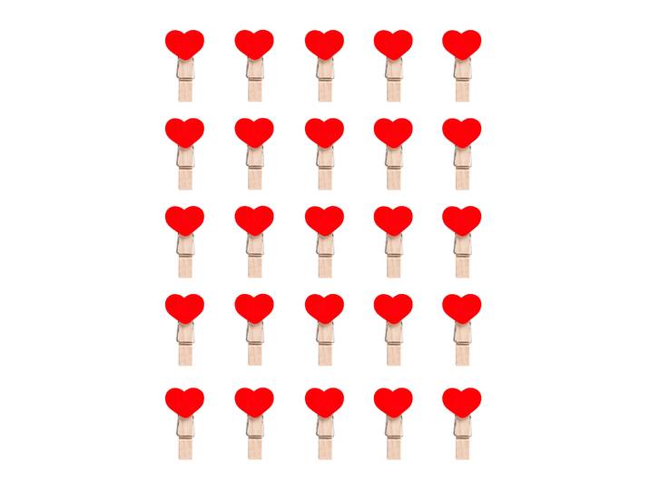 QUVIO Wasknijpers mini - 25 stuks - Hout - Rood