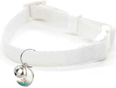 Uplifted Finds Fashion Stretch Elastic Safety Cat Collar With Locator Bell white l