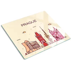 GLASPLATTE 60x52 cm Gebäude Prag
