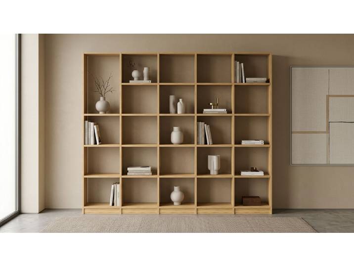 Großes Bücherregal aus Kernbuche Kernbuche Klarlack
