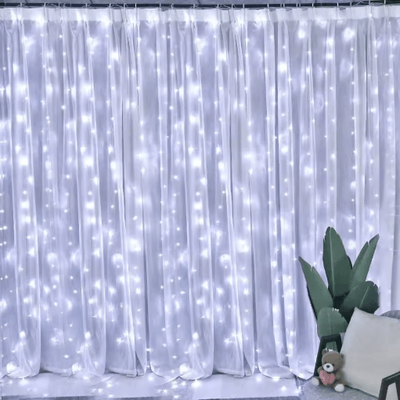Inspire Picks LED Curtain Fairy Lights With Remote Festoon Garland Party Decor white 4x2m