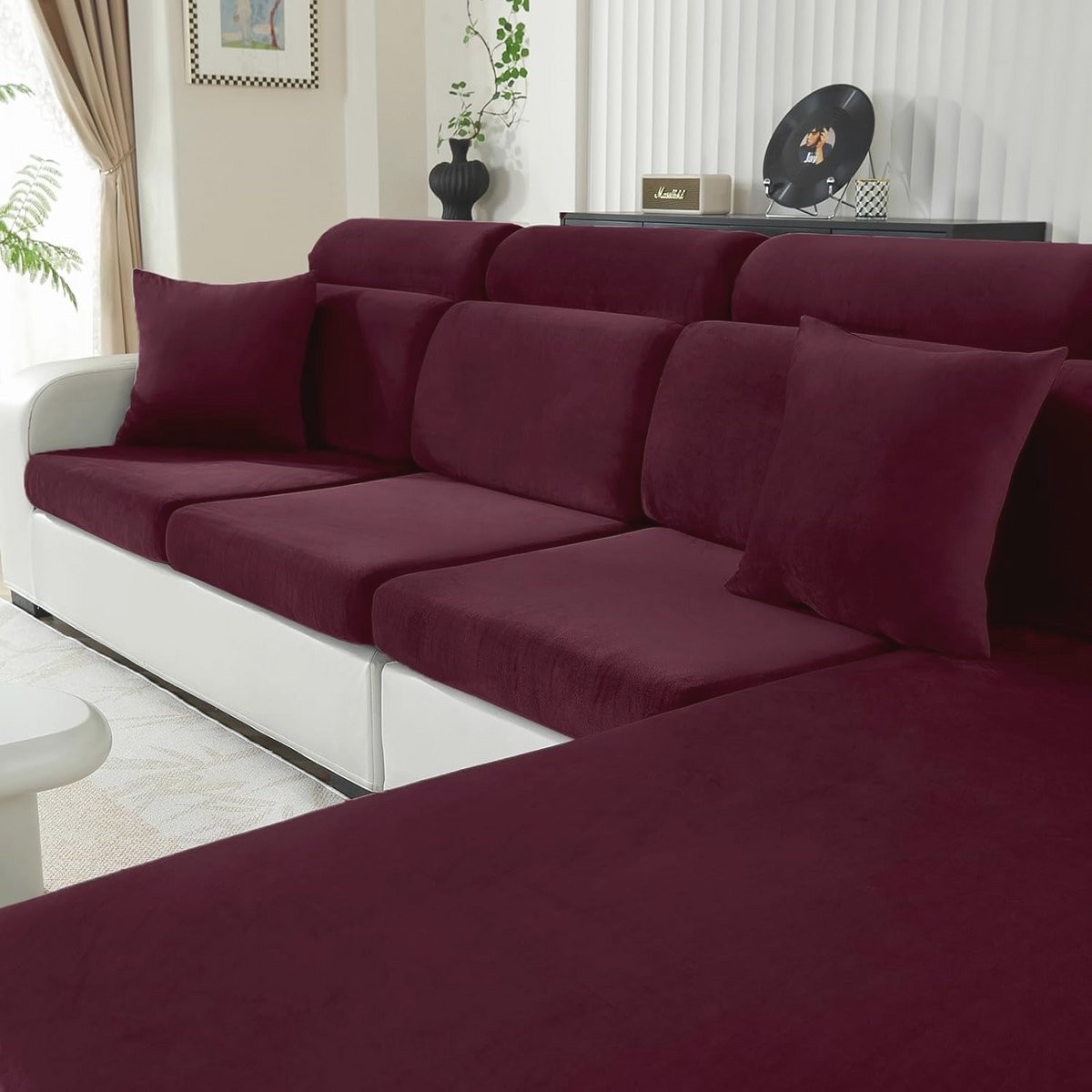 Universele Fluwelen Stretch Bankhoes met Antislip voor 3-zits Sofas