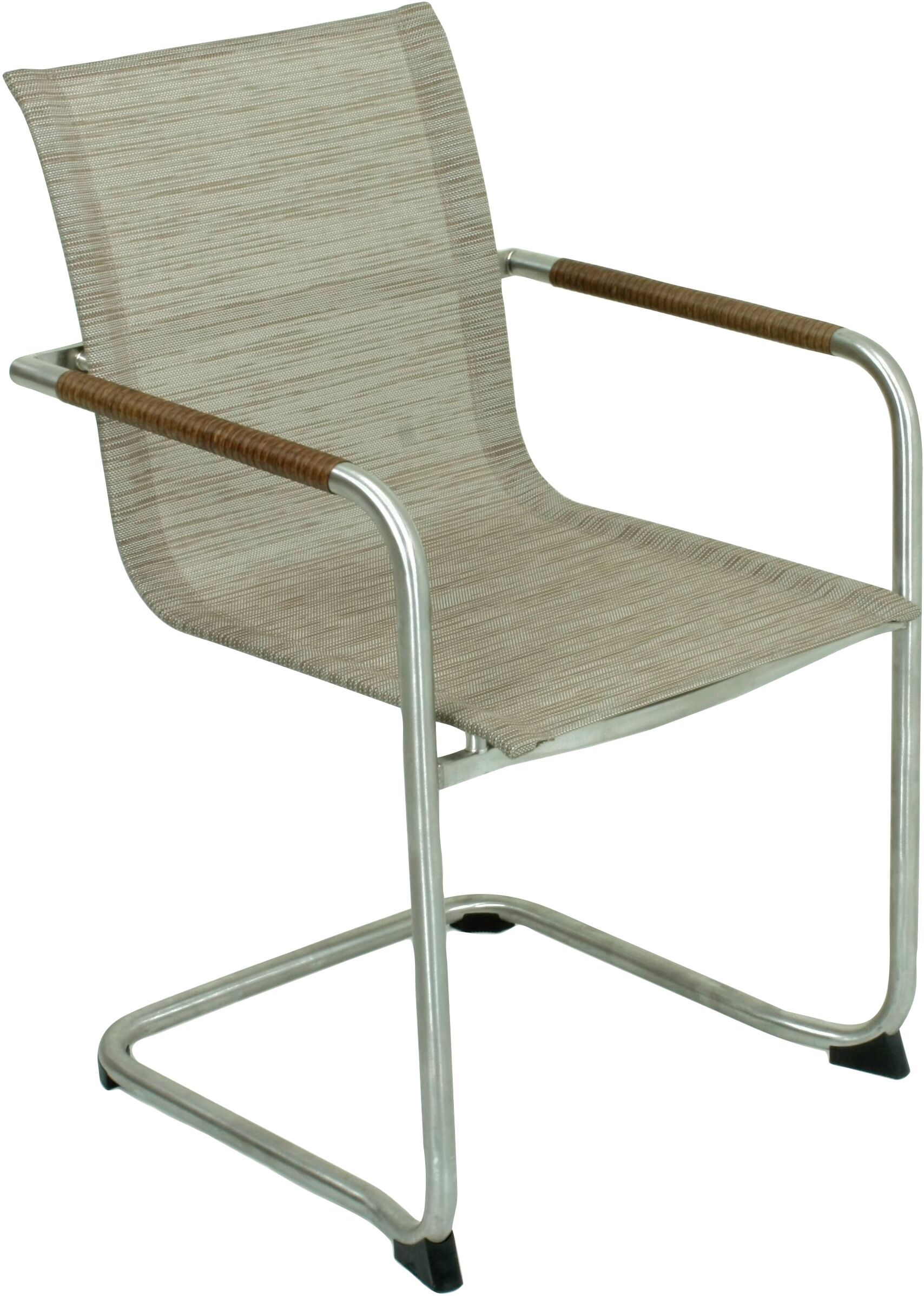 Freischwinger GARDEN PLEASURE "NOVA", beige (sandbraun, silber), B:59cm T:56cm, Edelstahl pulverbeschichtet / Kunststoffgewebe, sandbraun, Stühle, Freischwinger, Edelstahl