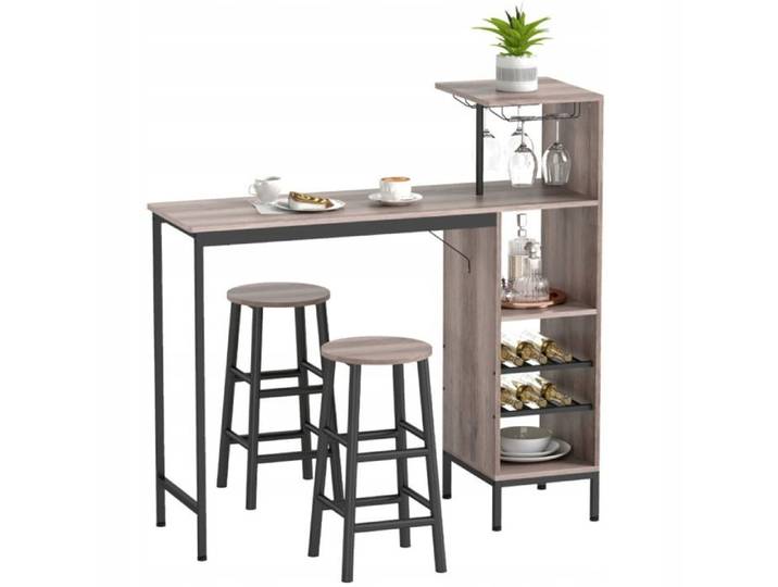 Ensemble table de bar 3 pièces gris avec rangement