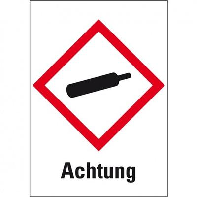 König Werbeanlagen Dreifke® Aufkleber I Gefahrensymbol Gasflasche GHS 04, Achtung, Folie, 148x210mm, GHS-Verordnung