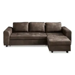 BOOOM Ecksofa mit Funktion Rise Mikrofaser Dark Brown
