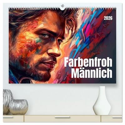 Farbenfroh Männlich (hochwertiger Premium Wandkalender 2026 DIN A2 quer), Kunstdruck in Hochglanz