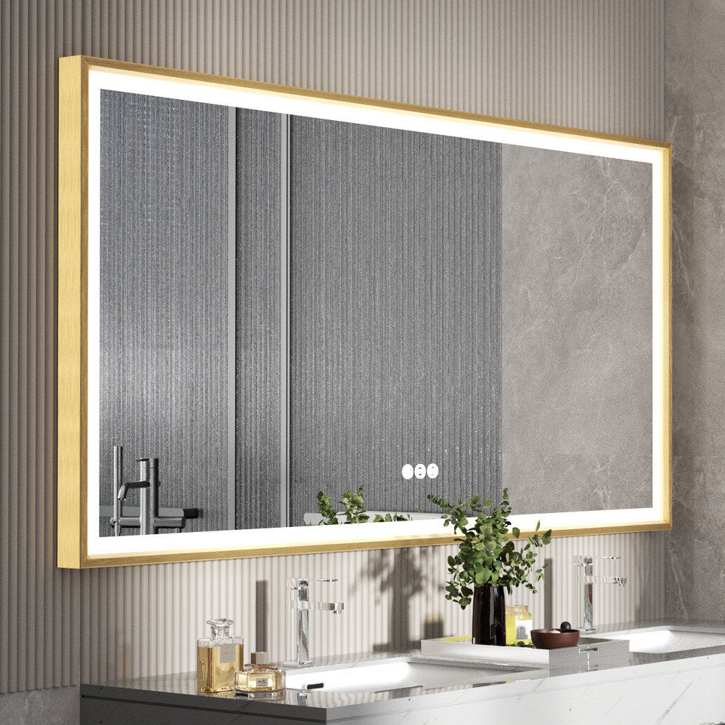 Fairmont Park Throssell Rectangle Makeup / Shaving Mirror Gold 60 cm x 120 cm