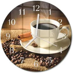 WANDUHR aus Glas Ø30 cm - Kaffee