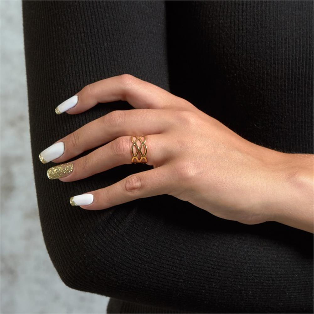 Unique Ladys Hipster Ring verflochten vergoldet