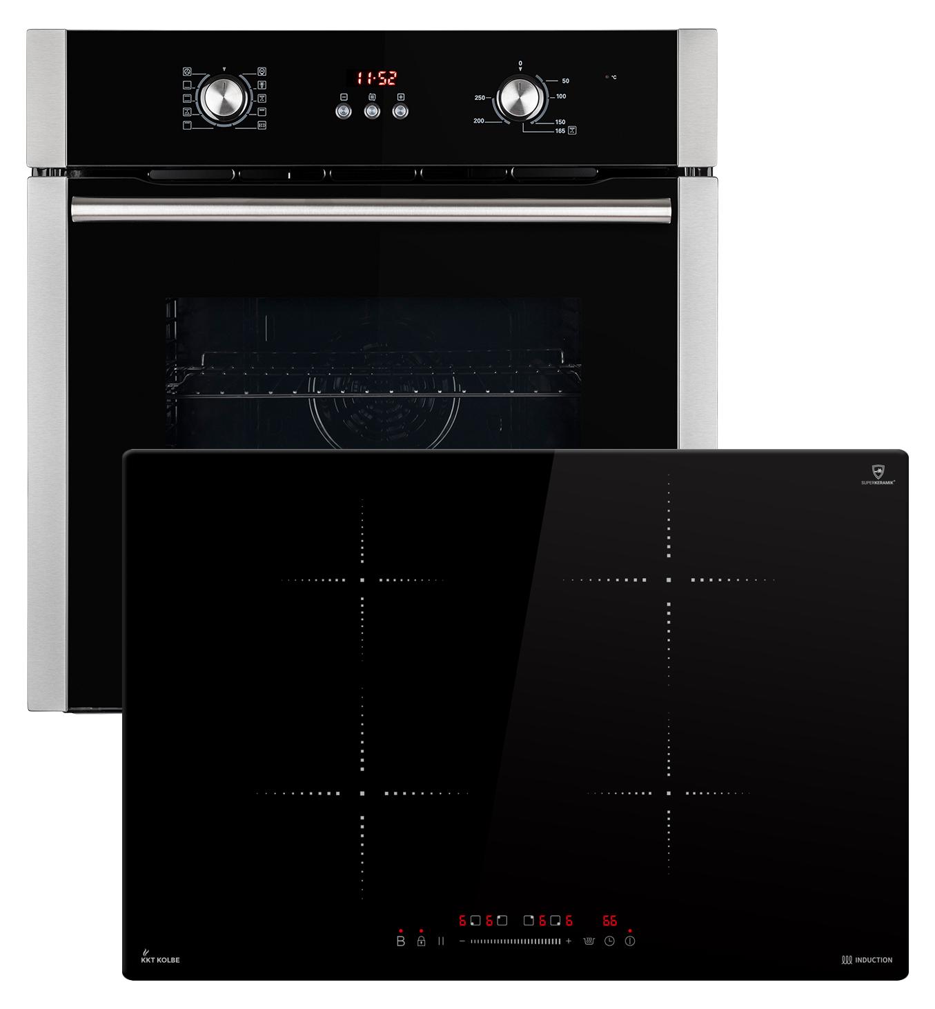 Autarkes Herdset: 60cm Einbaubackofen BO8805SS + 77cm Induktionskochfeld IH87704RL | Grill | Heißluft | Automatik-Timer | 2-fach Wärmeschutzverglasung | Kindersicherung | SET8805IH877RL