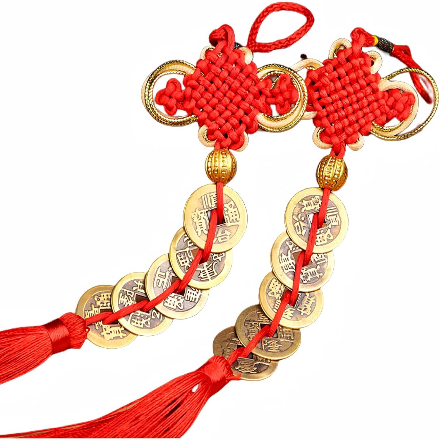 Set van 5 Feng Shui Chinese munten voor geluk, welvaart en succes