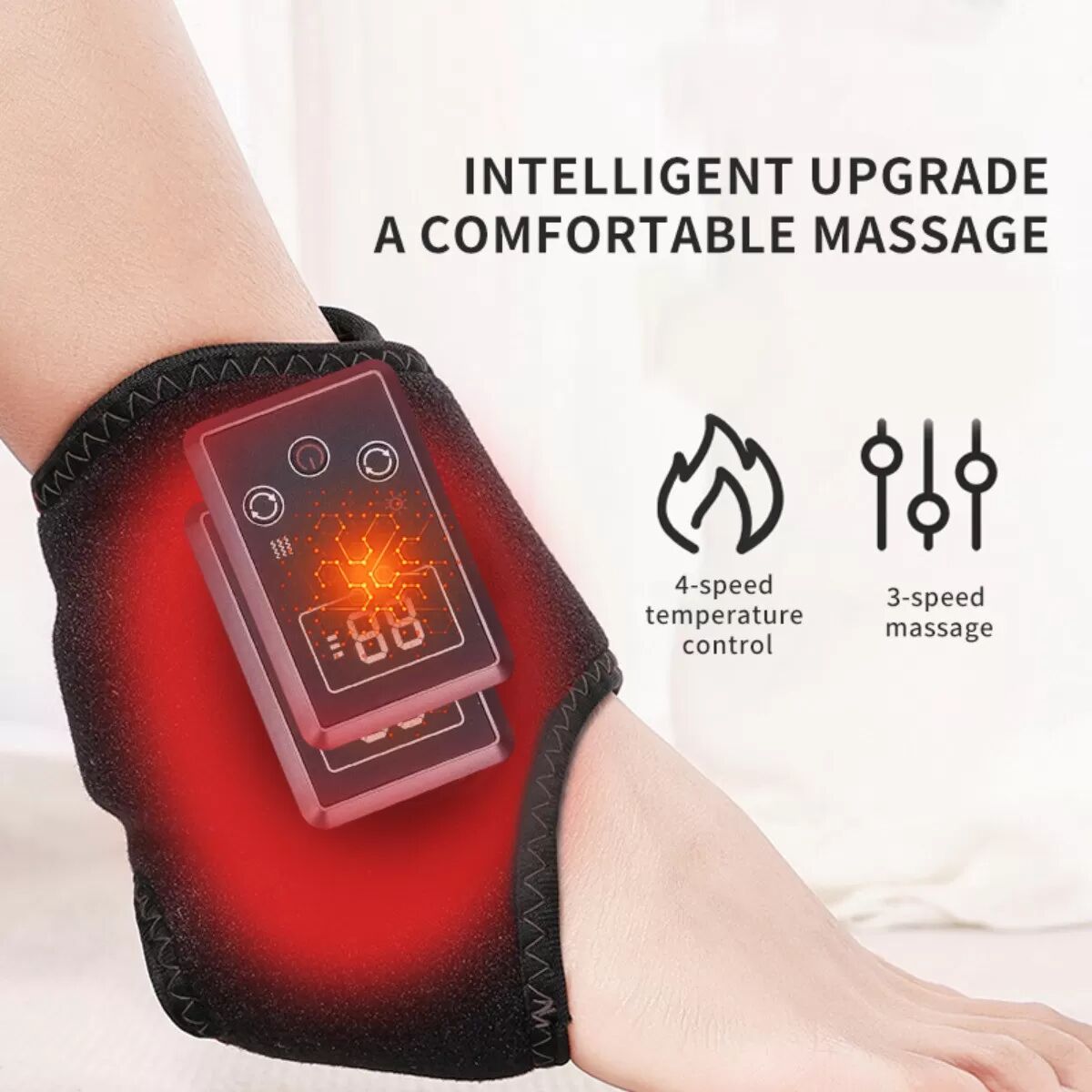 INF Smartes Knöchelmassagegerät Paar – Beheizt, Vibration und einstellbare Einstellungen zur Linderung von Fußschmerzen Schwarz