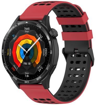 Everyday Crate Huawei Watch 22mm Band Two Tone Silicone Watch Strap With Quick Release Design red+black