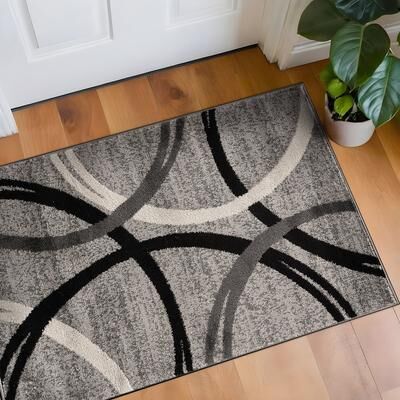 World Rug Gallery Contemporary Abstract Circles Design Area Rug