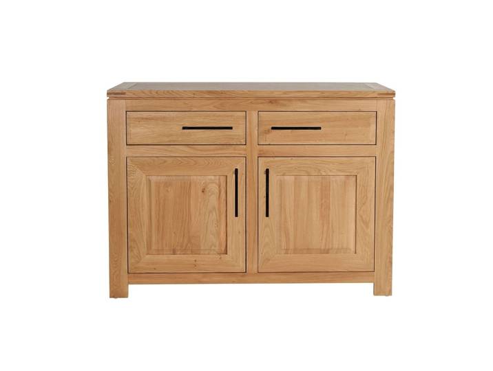 Buffet bas parisien moderne en chêne clair 2 portes 2 tiroirs