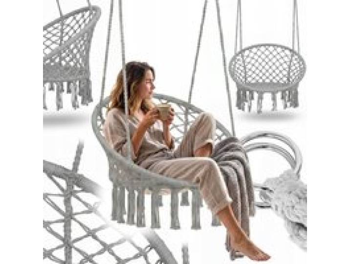 Boho geweven hangstoel nestschommel voor tuin, huis, terras, balkon, binnen en buiten, ontspannende stoel met touwophanging, comfortabel voor volwassenen en kinderen, Boho stijl rond nestdesign,