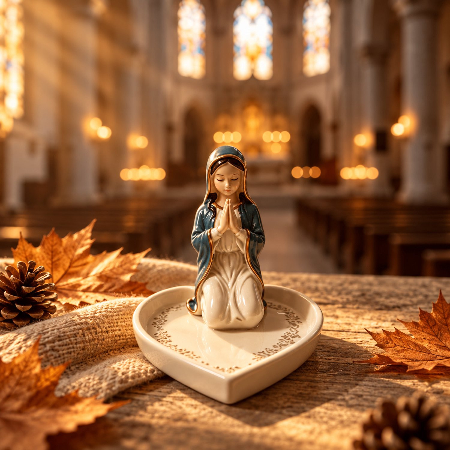 Heilige Maria beeldje voor rozenkrans of kaarsje
