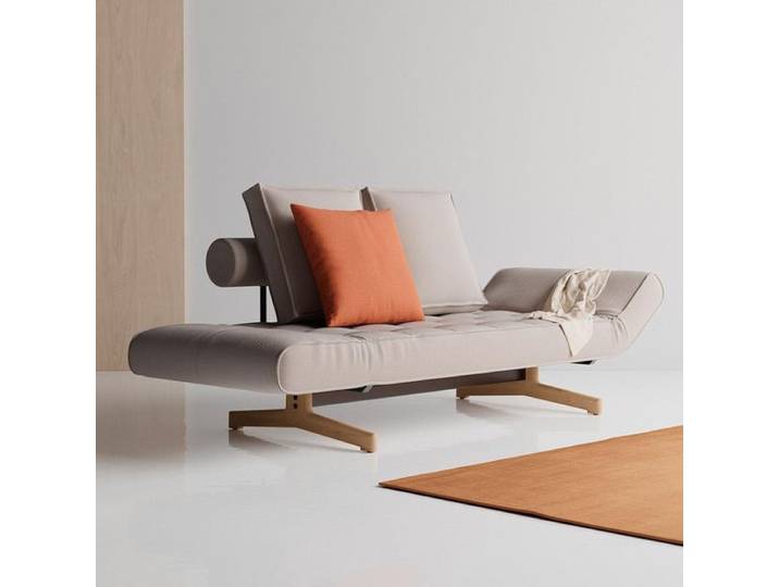 Schlafsofa Nunki Cord Mischgewebe 68x210x93cm Sand skandinavisch