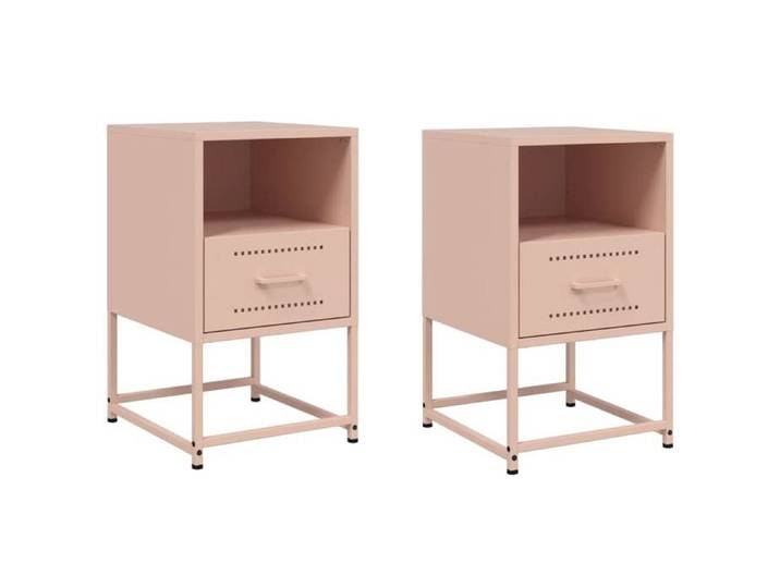 CHEZ JILI* Lot de 2 Tables de chevet - RUIGOU - Petite table de chambre rose 36x39x60 5 cm acier Août207980