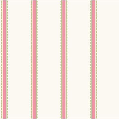 Advantage Bobbin Stripe Fuchsia Scalloped Wallpaper