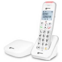 Geemarc GDECT200_WH_FT Schnurloses Seniorentelefon DECT Repeater, Freisprechen, für Hörgeräte kompatibel, Optische Anrufsignalisierung, Wahlwiederholung