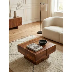 Couchtisch Sheesham Massivholz Quadratisch 57,5x57,5x30 cm Modern