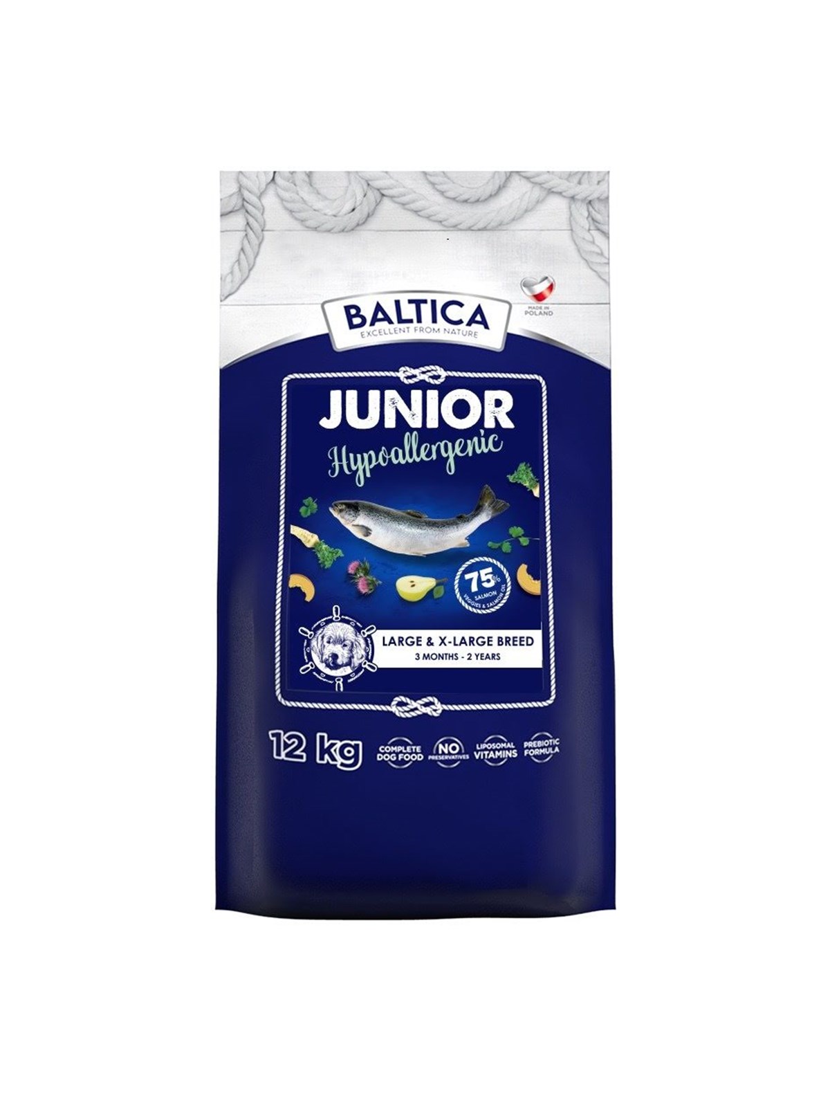 BALTICA Excellent Hypoallergenic Junior L/XL Lachs - Trockenfutter für Hunde - 12kg