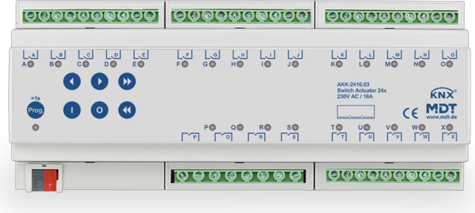 MDT KNX schakelrelais, 24-voudig, 16A, met REG-functie