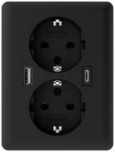 2USB 2U-449719 Unterputz-Dose mit USB-C, mit USB-Ladeausgang Schwarz (matt)