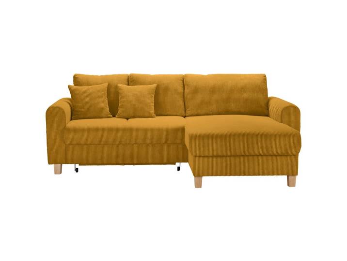Ecksofa Cord Currygelb