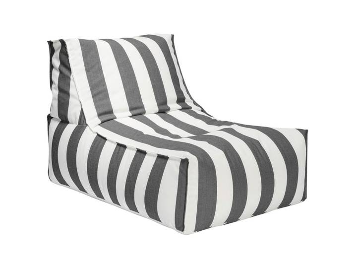 Outdoorsitzsack, Anthrazit, Weiß, Streifen, 280 l, Füllung: Polystyrol, 65x65x100 cm, Outdoor, Reißverschluss, Wohnzimmer, Sessel, Sitzsäcke, XXL Sitzsäcke