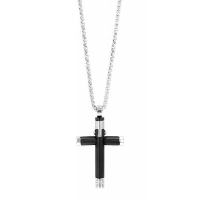 Kette mit Anhänger ADELIA´S, schwarz (silberfarben, schwarz), Halsketten, Herren, Edelstahl