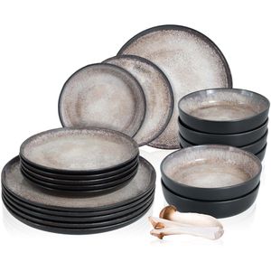 Moritz&Moritz Tafelservice Vida, Porzellan, für 6 Personen, beige, rund, 18-teilig