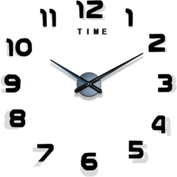 Inspire Picks Modern 3D DIY Wall Clock Large Acrylic Mirror Decorative Quartz Clock 023 Black 3d Diameter100 130cm