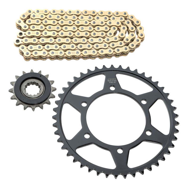 Kit chaîne EK/PBR 16x45-118m chaîne 525 SRX2 or couronne acier Yamah