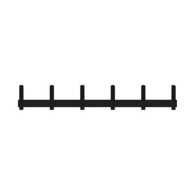 Wandgarderobe Functionals JUST 90 Raven Black, 12 Haken, bis 10 kg, Aluminium und Kunststoff, schwarz