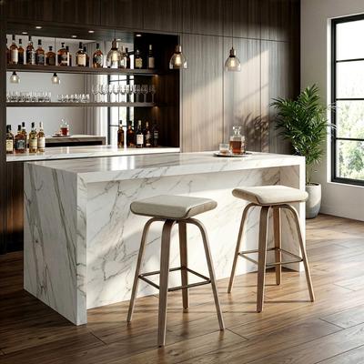 Glamour Home Beatrix Beige Woven Fabric Bar Stool with Natural Wood Legs (Set of 2)