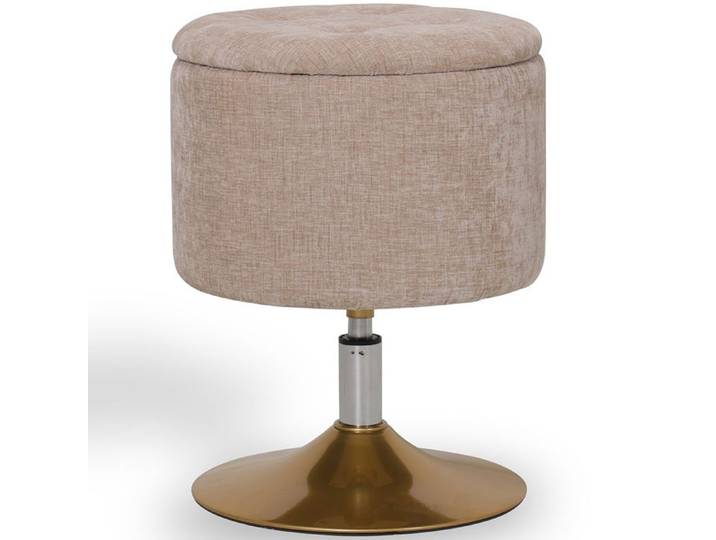 Tabouret Avec Rangement Rembourré En Chenille - Solrun Beige