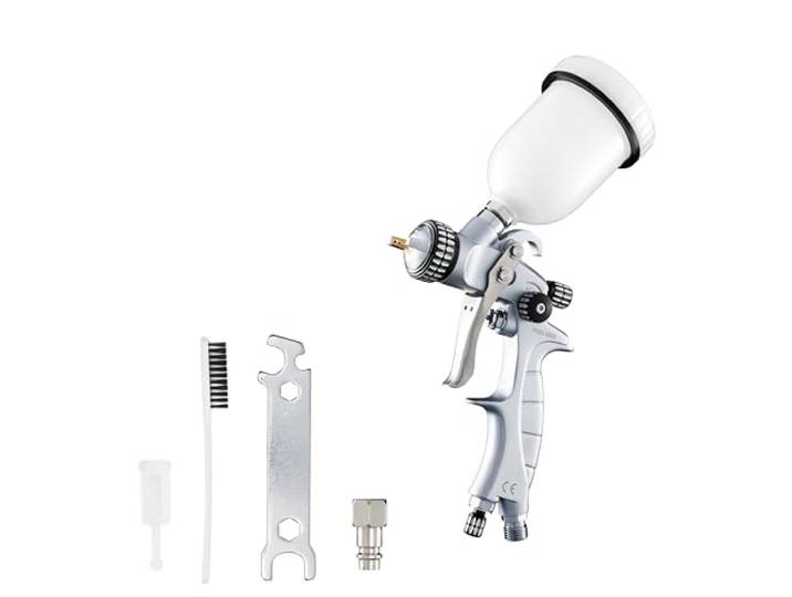 BenBow Lackierpistole PK60 HVLP MINI 0,8 mm Düse + 100 ml Fließbecher – ideal für Autolackierung, Heimwerker, DIY-Projekte – hochwertige Sprühqualität – Druckluft-Spritzpistole