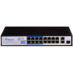 Extralink VIRTUS V3 Unmanaged L2 Fast Ethernet (10/100) Power over Ethernet (PoE) 1U (16 Ports), Netzwerk Switch, Schwarz
