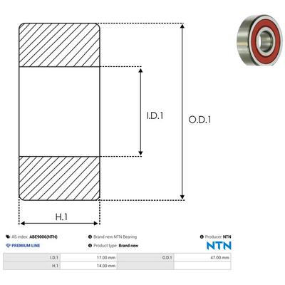 AS-PL Lager ABE9006(NTN) für NISSAN MITSUBISHI