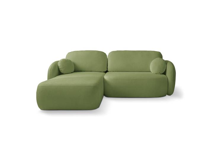 ECKSOFA AMICO L-S Grün Geflochtener Stoff mit Schlaffunktion
